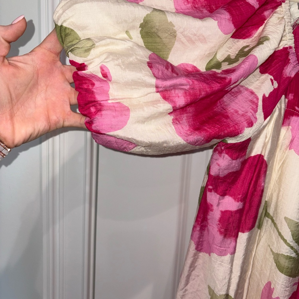 Umgee Pink and White/cream Off-Shoulder Dress - Picture 3 of 5